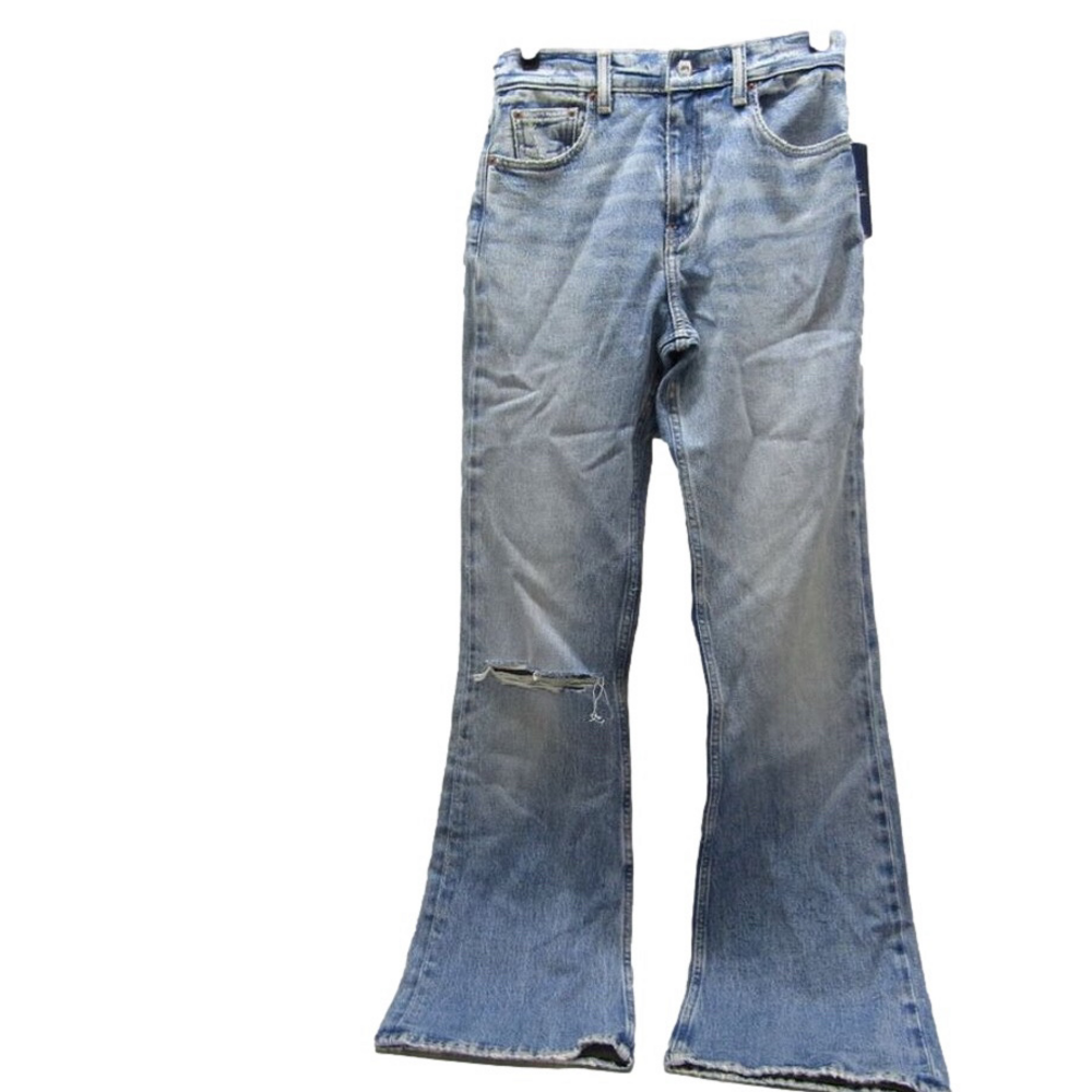 NEW POLO RALPH LAUREN Womens Flare Distressed Jeans Size 25 X 35 Dossi Blue